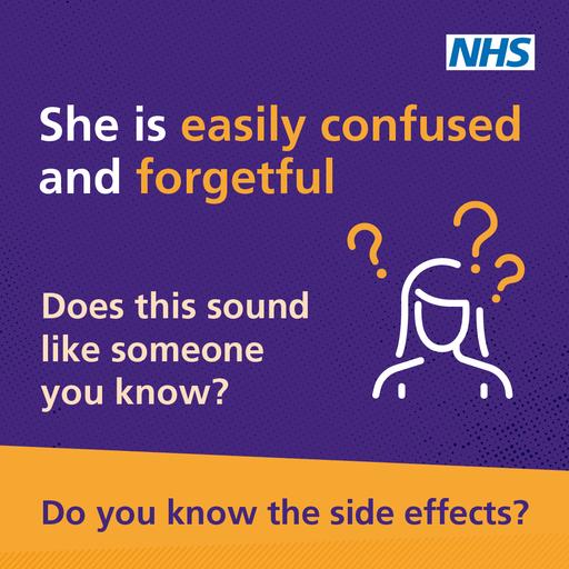 Painkillers side effects social media graphic (forgetful)