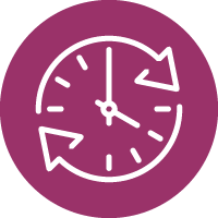 Icon: Outline of clock and arrows representing moving clockwise