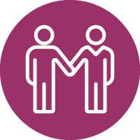 Icon: Outline of 2 people holding hands