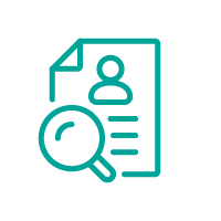 Icon: Outline of page with magnifying glass