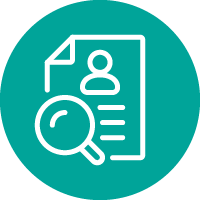 Icon: Outline of page with magnifying glass