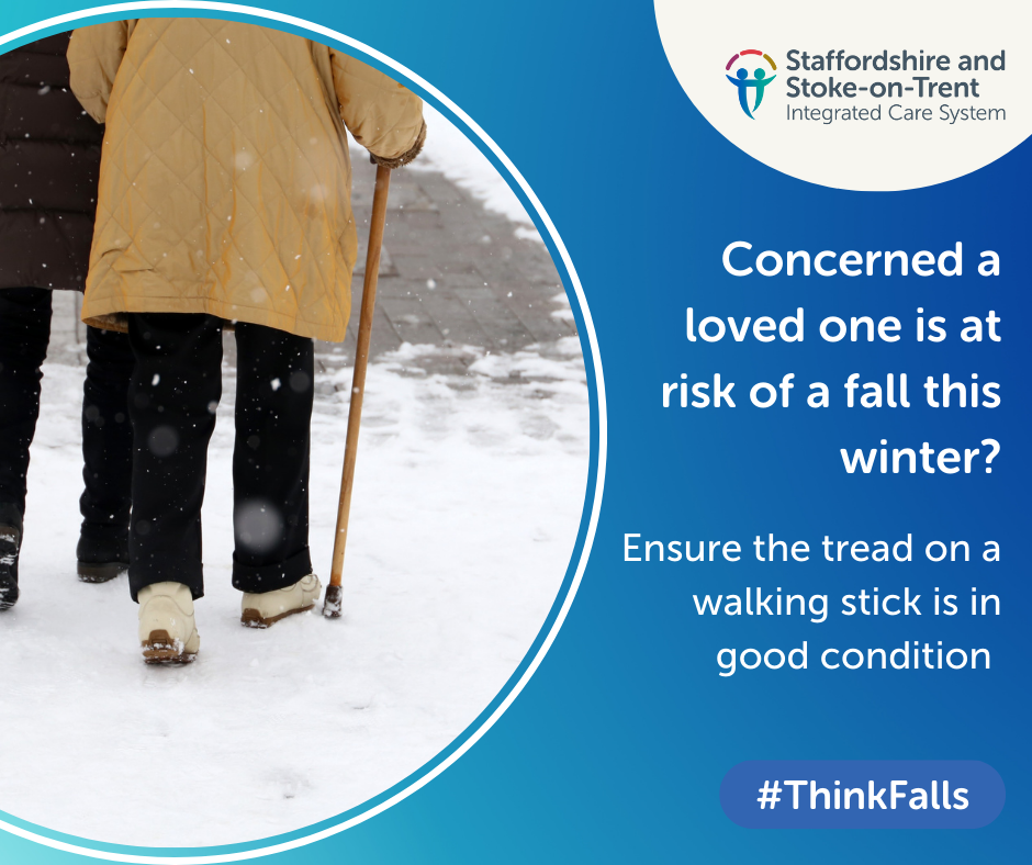 #ThinkFalls

Ensure the tread on a walking stick is in good condition. 